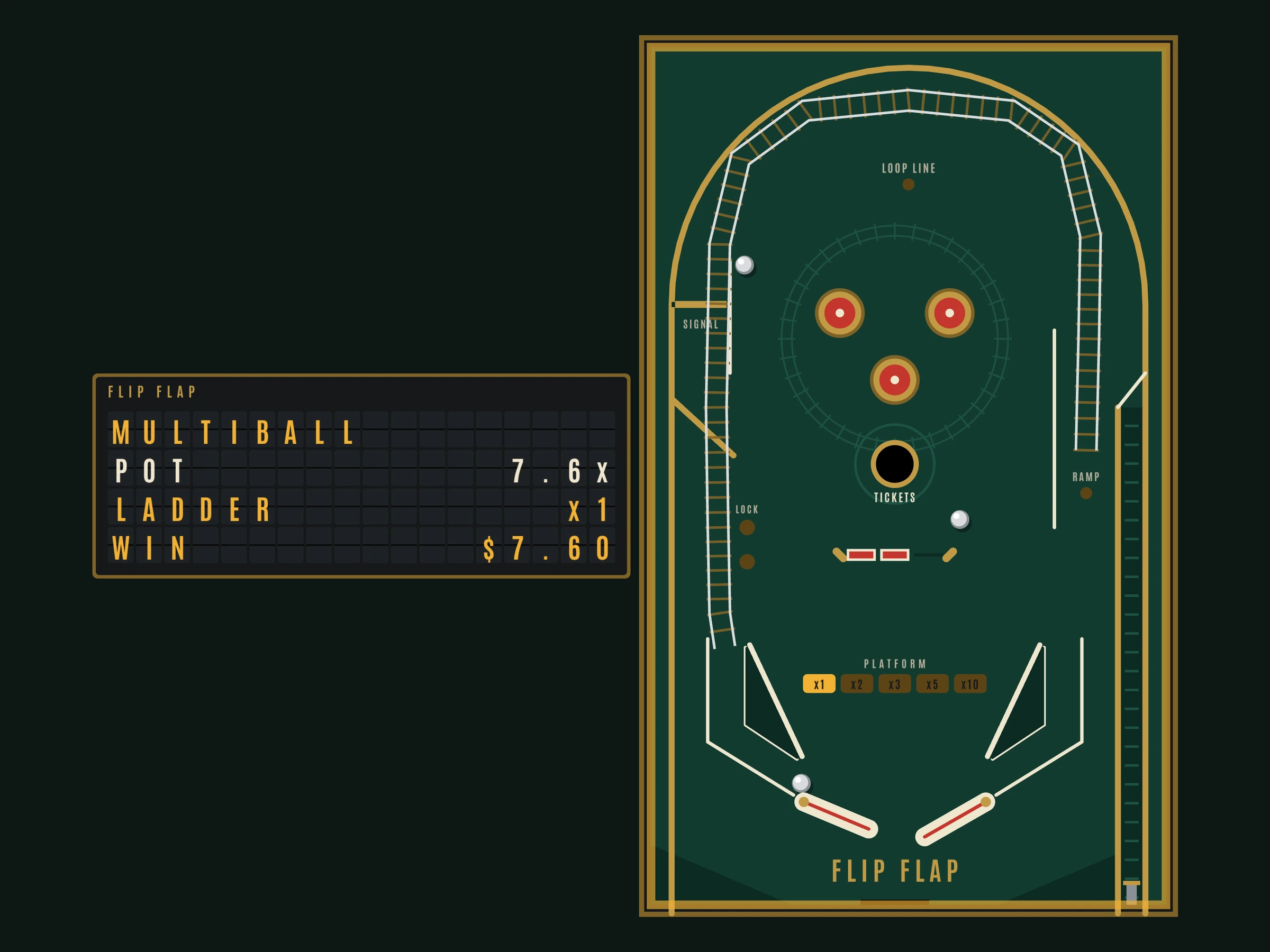 Flip Flap in Multiball mode: three balls on the table